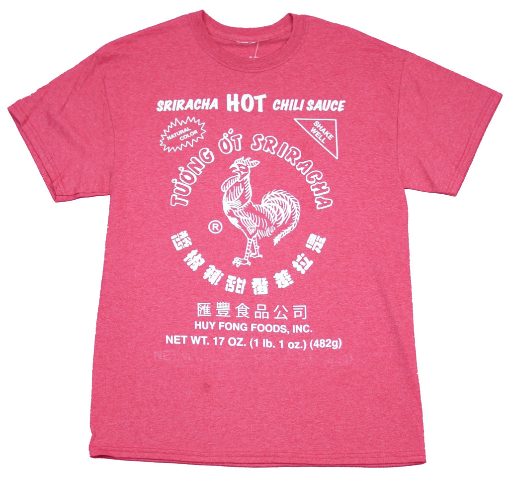 Sriracha Adult New T-Shirt - Hot Chili Sauce Classic Rooster White Print Logo