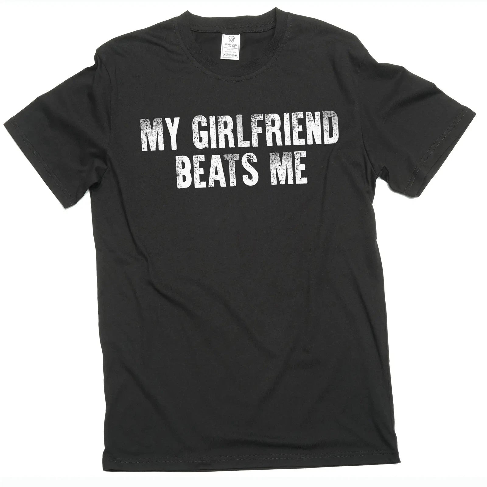 Men's Funny My Girlfriend beats me humorous T-shirt Valentine's day Tee