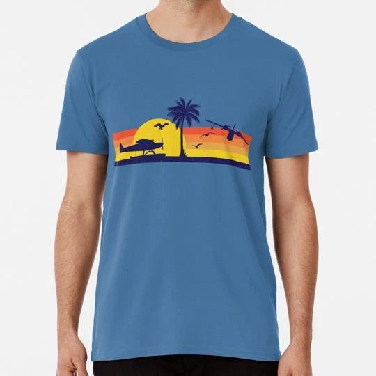 Retro 80s Seaplane Scene With Twin Size S to 5XL Made in the USA T-Shirt