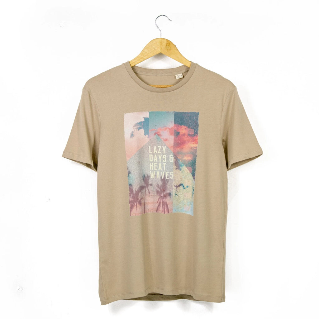 Unisex 'Lazy Days And Heat Waves' Surf-Style Organic Cotton T-Shirt