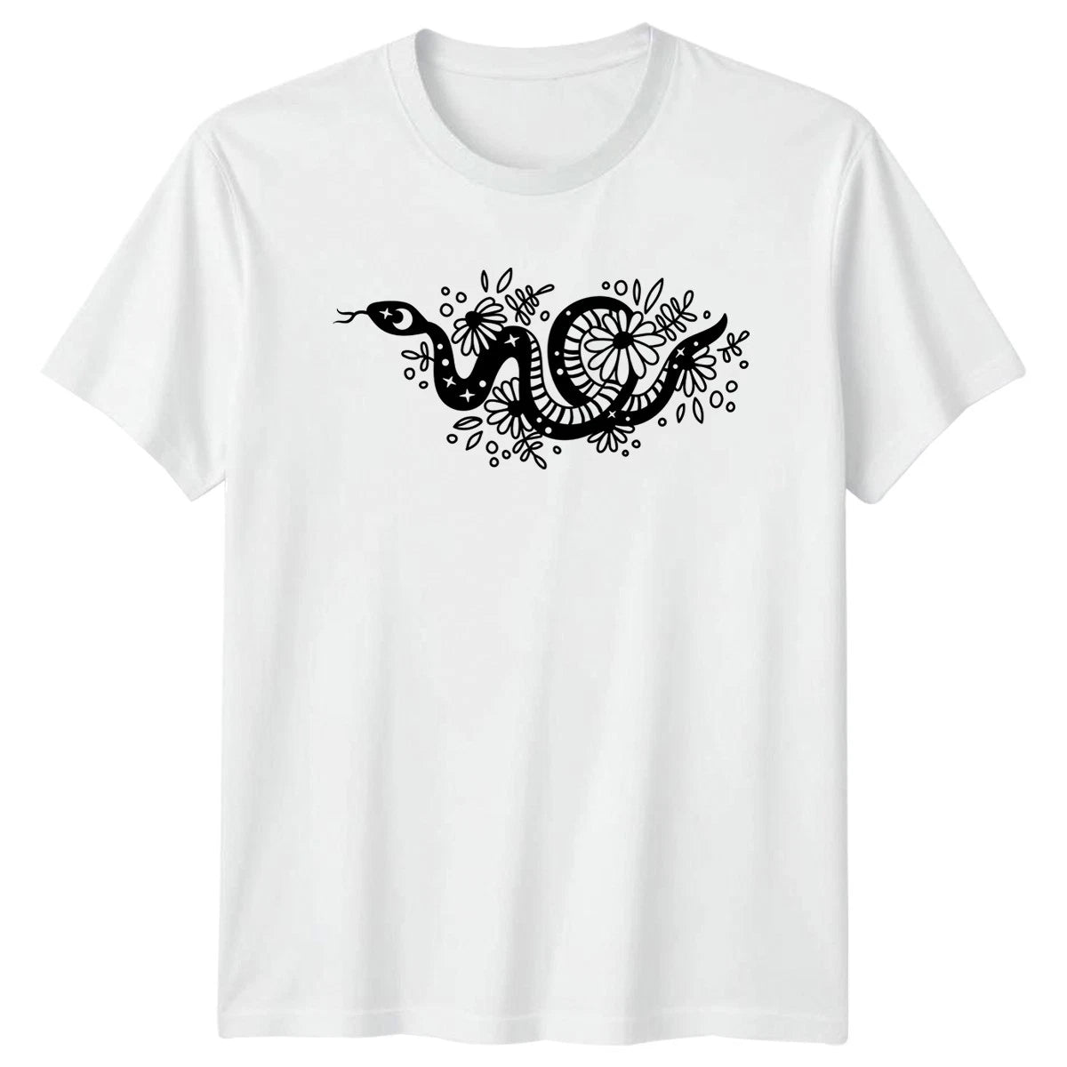 Mystical Floral Snake With Celestial T-Shirt Boho Celestial Nature Animal