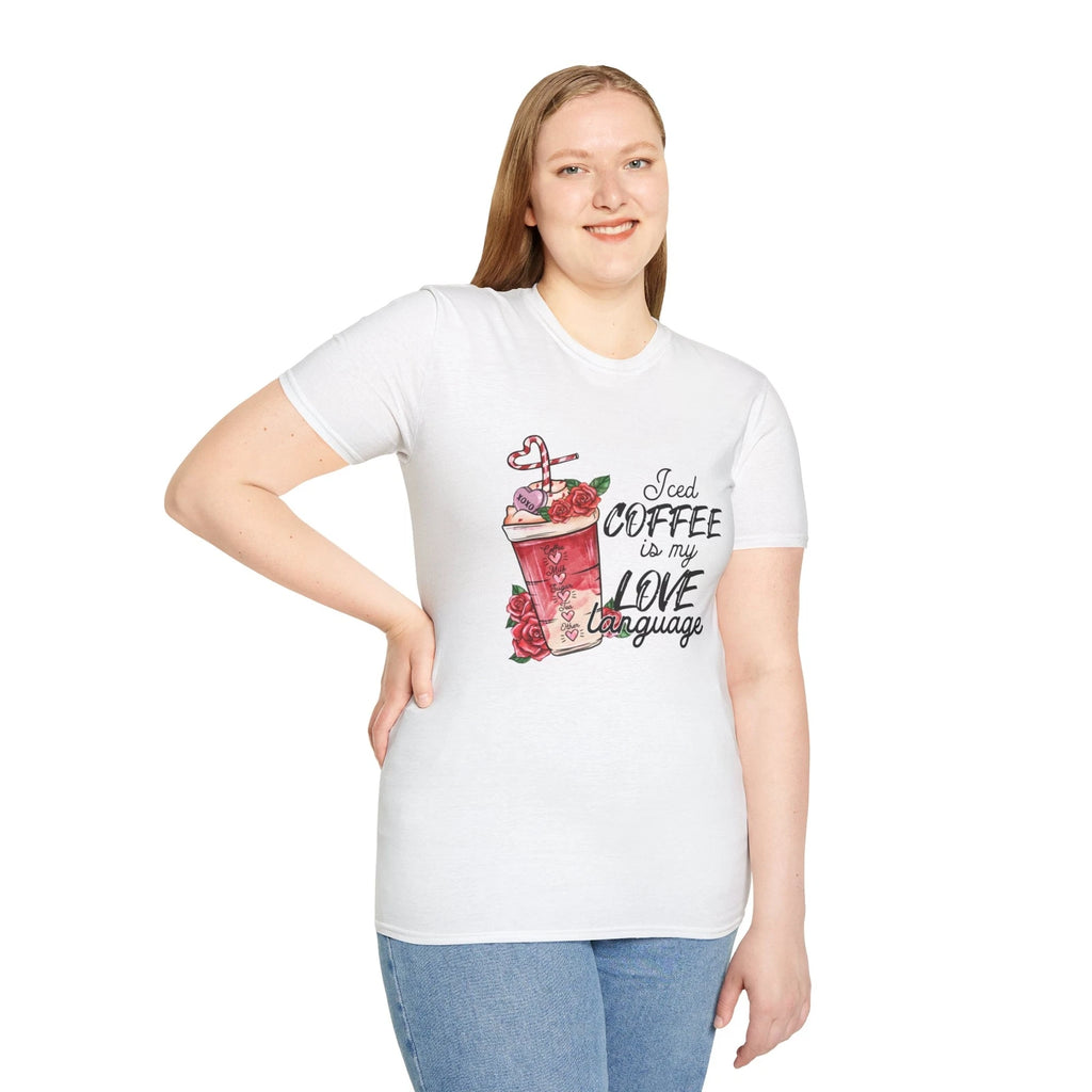 Iced coffee is my Love Langage Tee - Valentine's day Unisex Softstyle T-Shirt