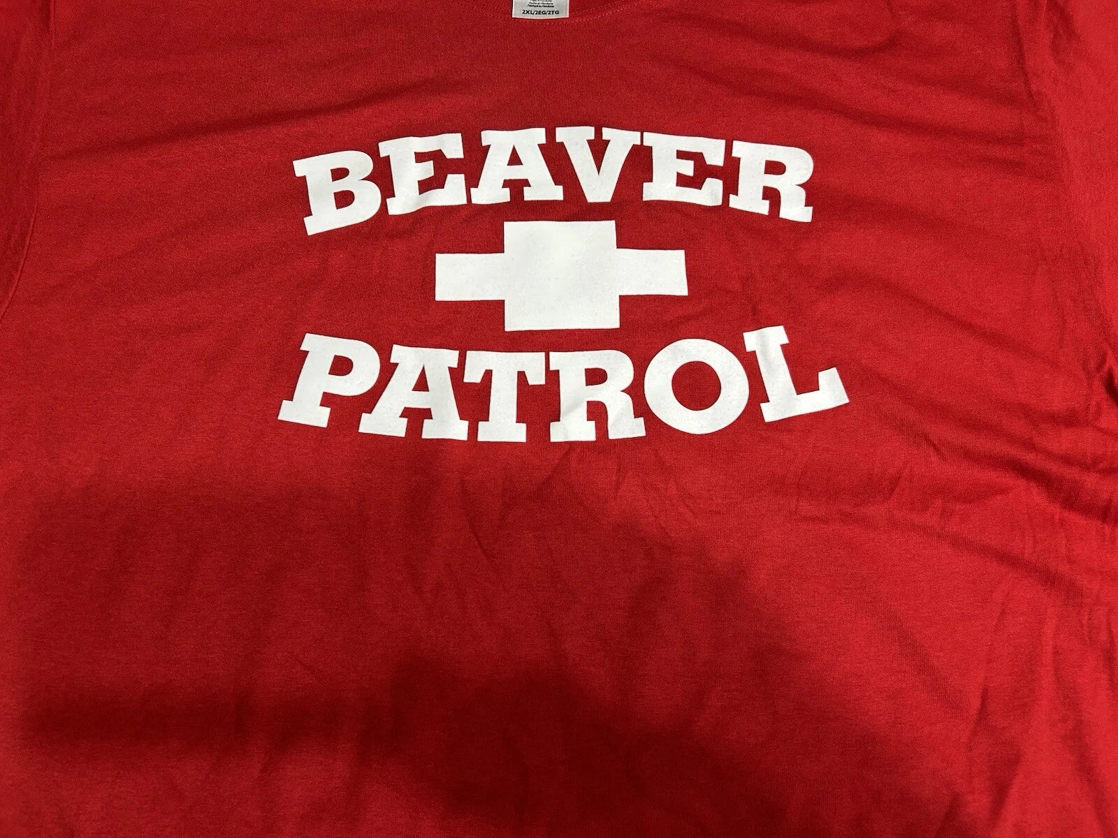 BEAVER PATROL "Staff" T-Shirt XL Red NWOT Funny Adult Humor Gag Dad Party Sex