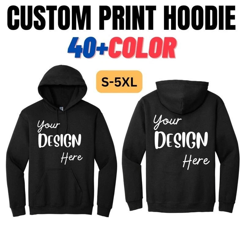 Personalized Text & Design Graphic Hoodie, Custom Hoodie