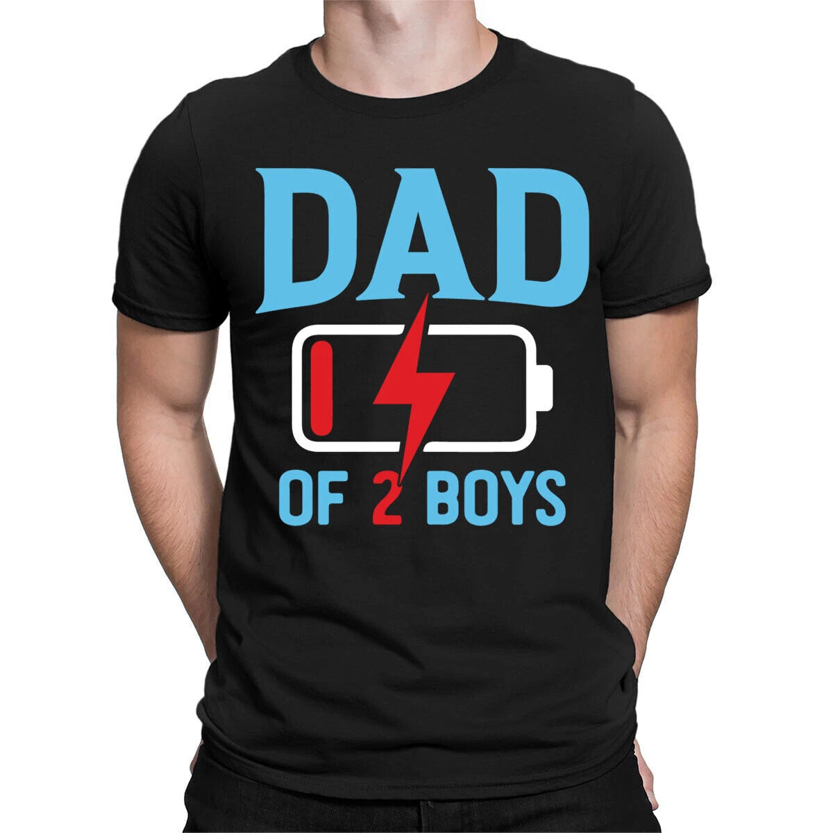 Dad of 2 Boys Father Day T-Shirt Caring Dad Daddy Amazing Men Top T-Shirt #FD