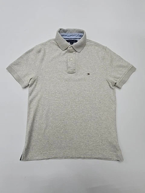 Tommy Hilfiger Boys Heather Gray Polo Shirt Custom Fit Size S/P Excellent