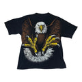 Vintage Sunrise turquoise mens large black Eagle Graphic tee shirt all over y2k