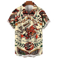 Mens Button Down Jackalope Rider Cowboy Tattoo Hawaiian Top Novelty Summer Shirt