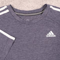 Adidas T-Shirt 3-Stripe Crew Neck Short Sleeve Heathered Tee Large Slim Fit