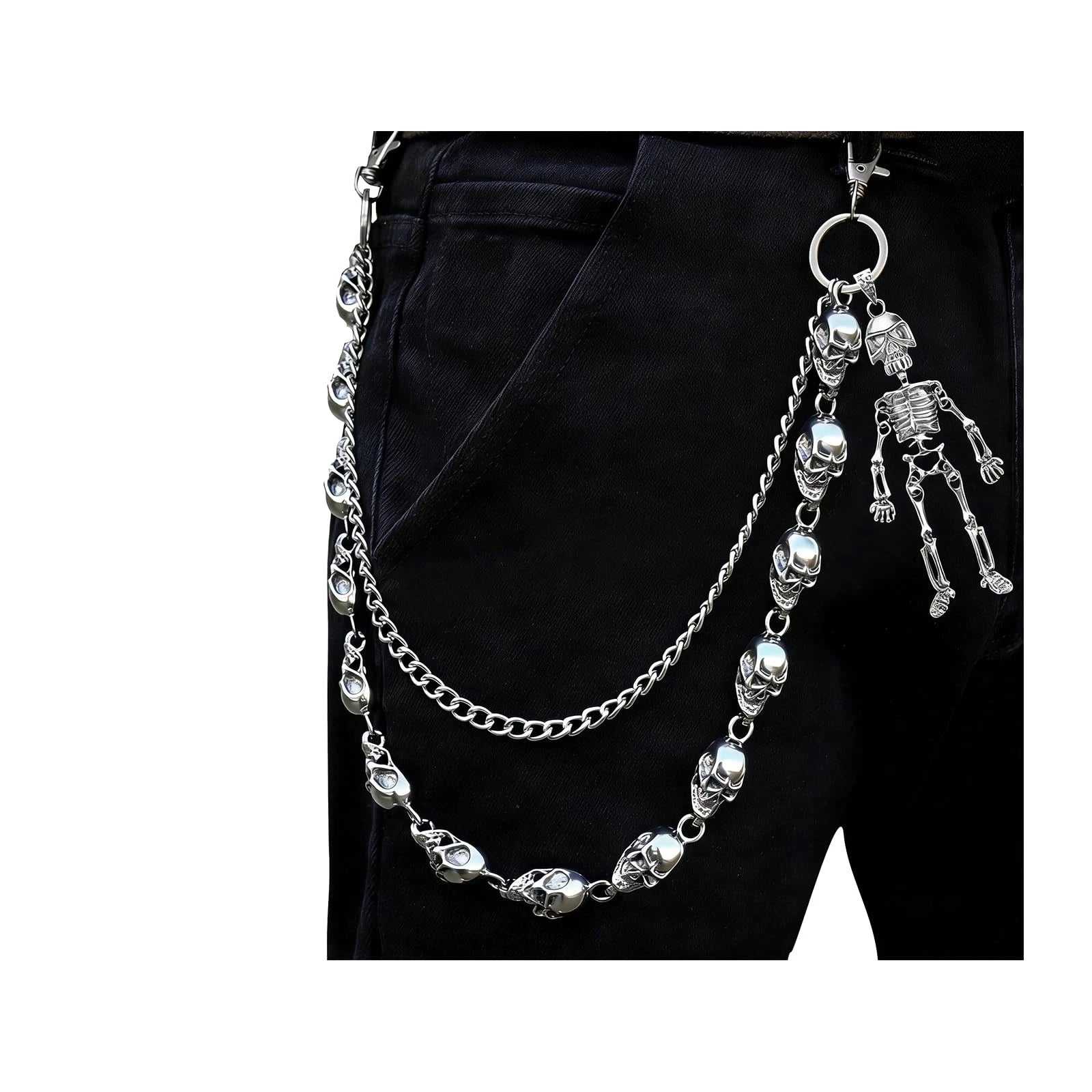 Skull Pants Chain for Men Women,Cool Wallet Chains for Men，Gothic Punk Jean C...
