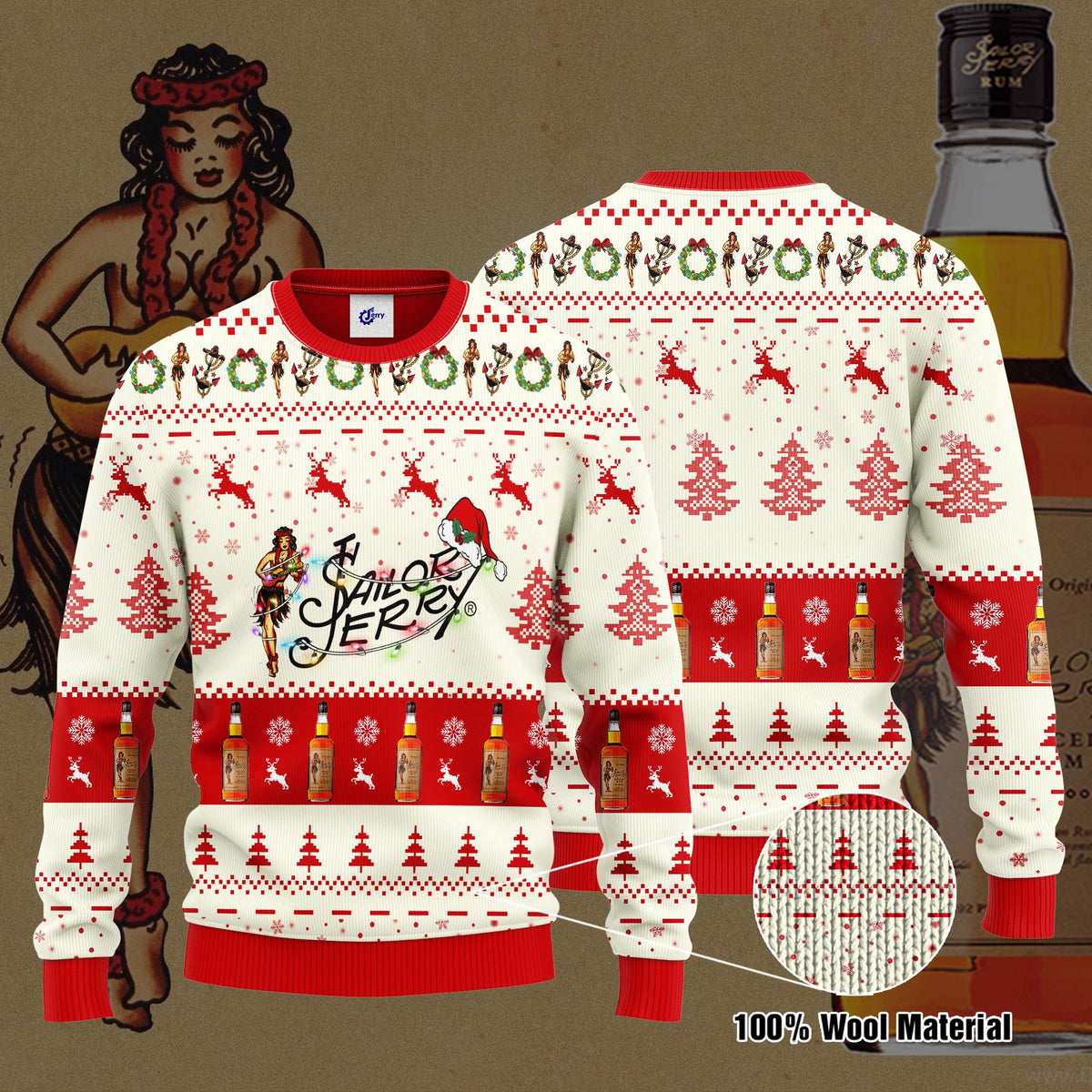 Sailor Jerry Santa Hat Christmas Ugly Christmas Sweater, Hoodie, Zip Hoodie, Bomber Jacket