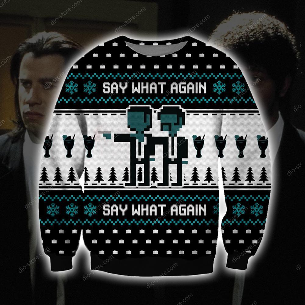 Say What Again Knitting Pattern 3D Print Ugly Christmas Sweater