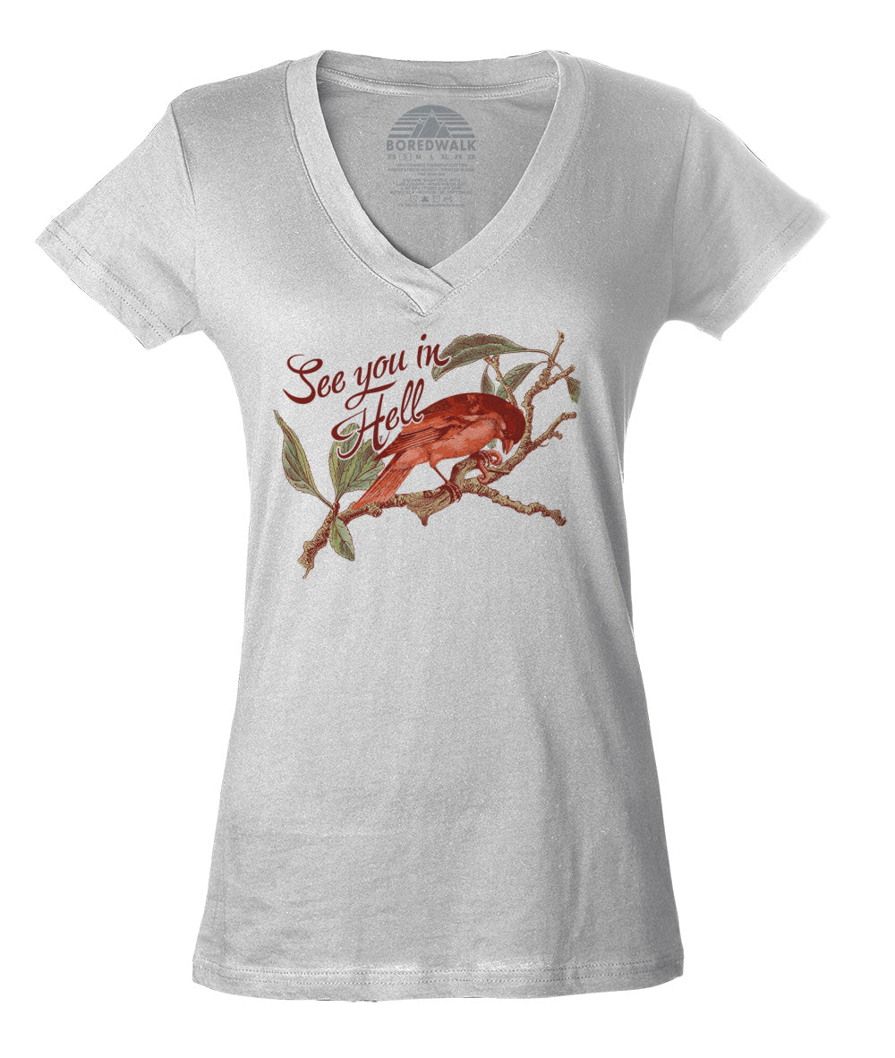 Women's See You In Hell Bird Vneck T-Shirt