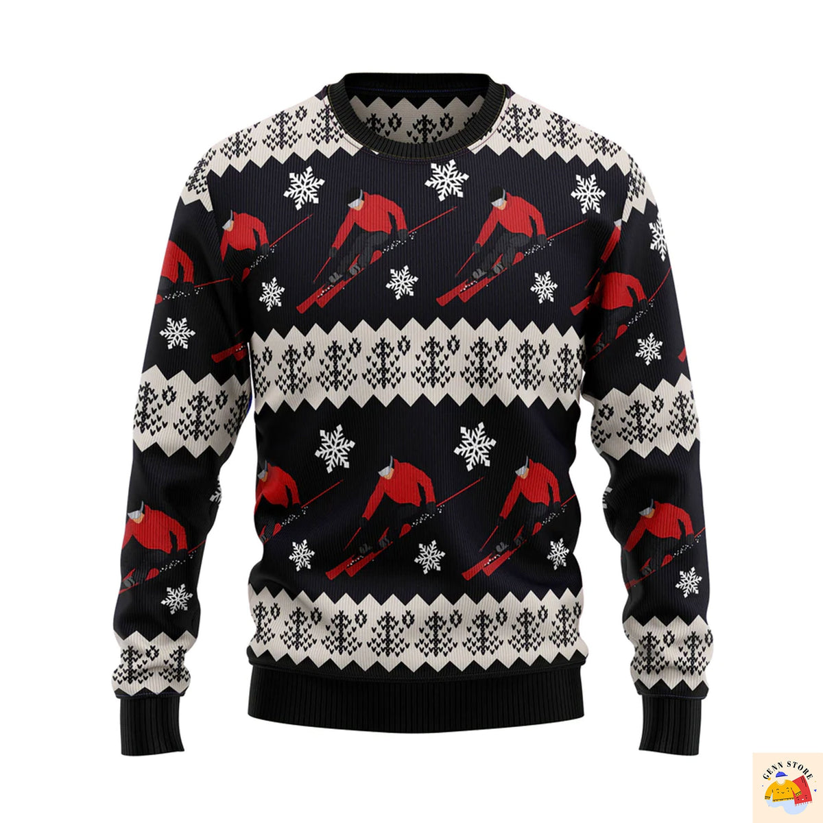 Skiing Ugly Christmas Sweater