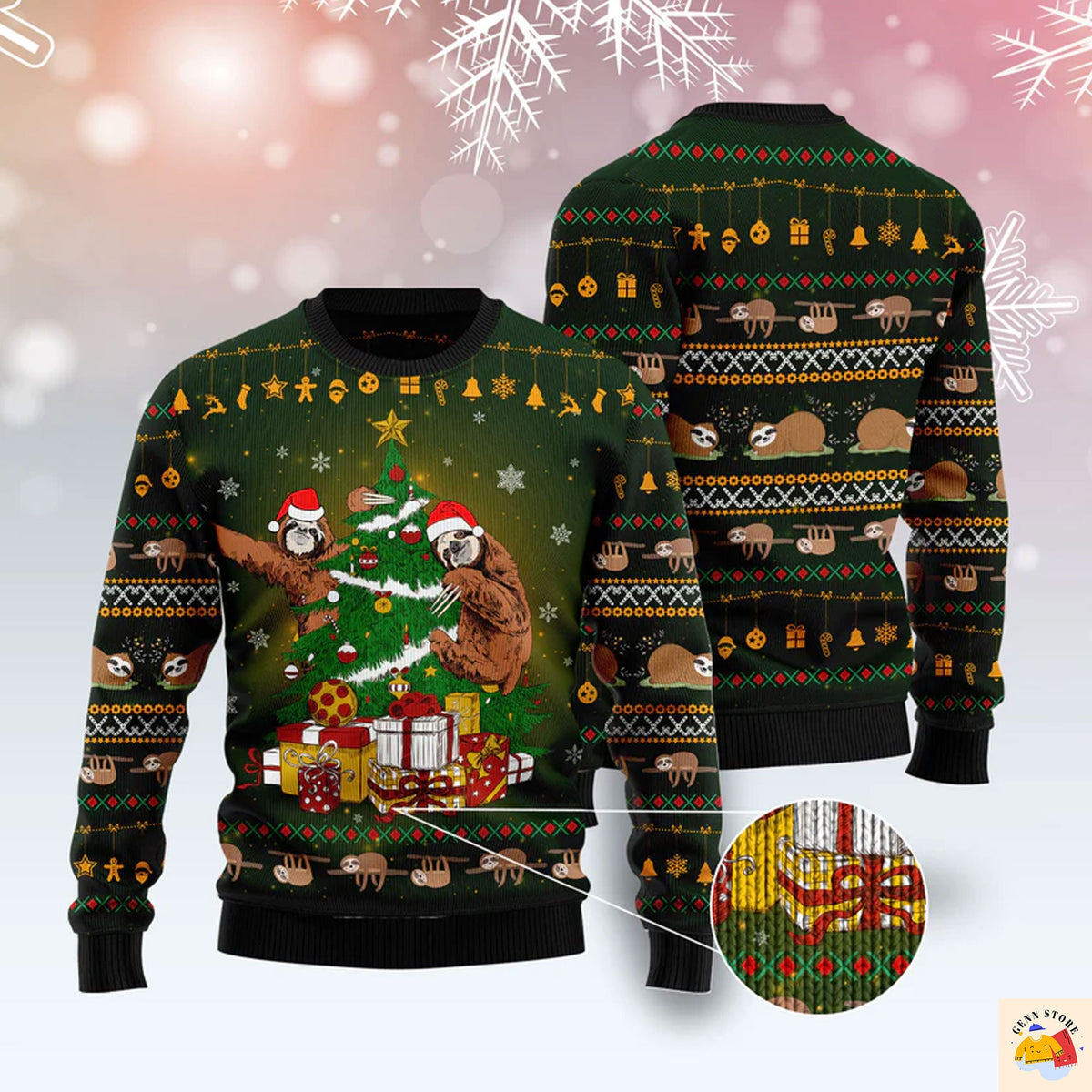 Sloth Christmas Tree Ugly Christmas Sweater