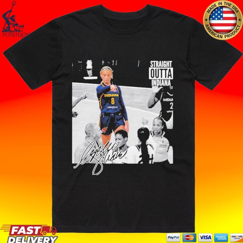 Sophie Cunningham Indiana Fever Wnba Pointing Meme Straight Outta Indiana Signature T-shirt