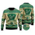 South Florida Bulls Football Team Logo Custom Name Personalized Ugly Christmas Sweater Holiday Party Men Women Plus Size