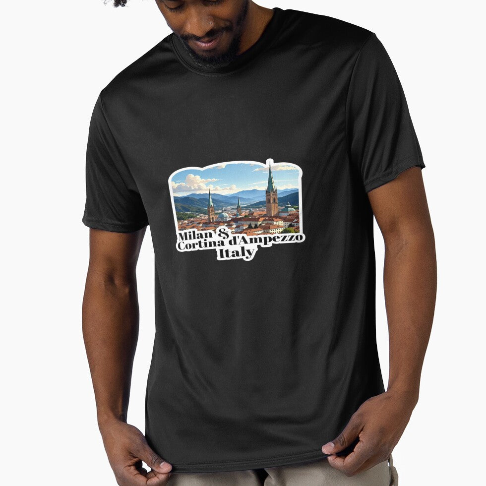 Milan & Cortina d’Ampezzo Italy Skyline – Scenic Travel T-Shirt & Sticker Design by Sushikidsntod
