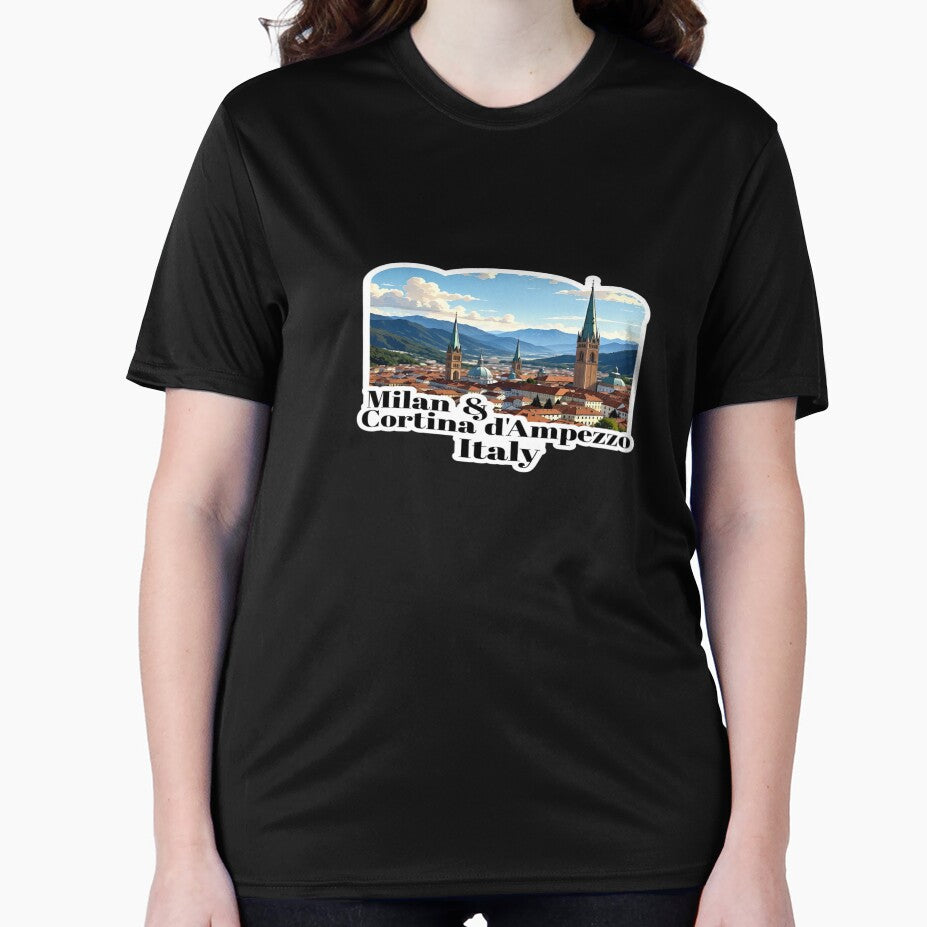 Milan & Cortina d’Ampezzo Italy Skyline – Scenic Travel T-Shirt & Sticker Design by Sushikidsntod