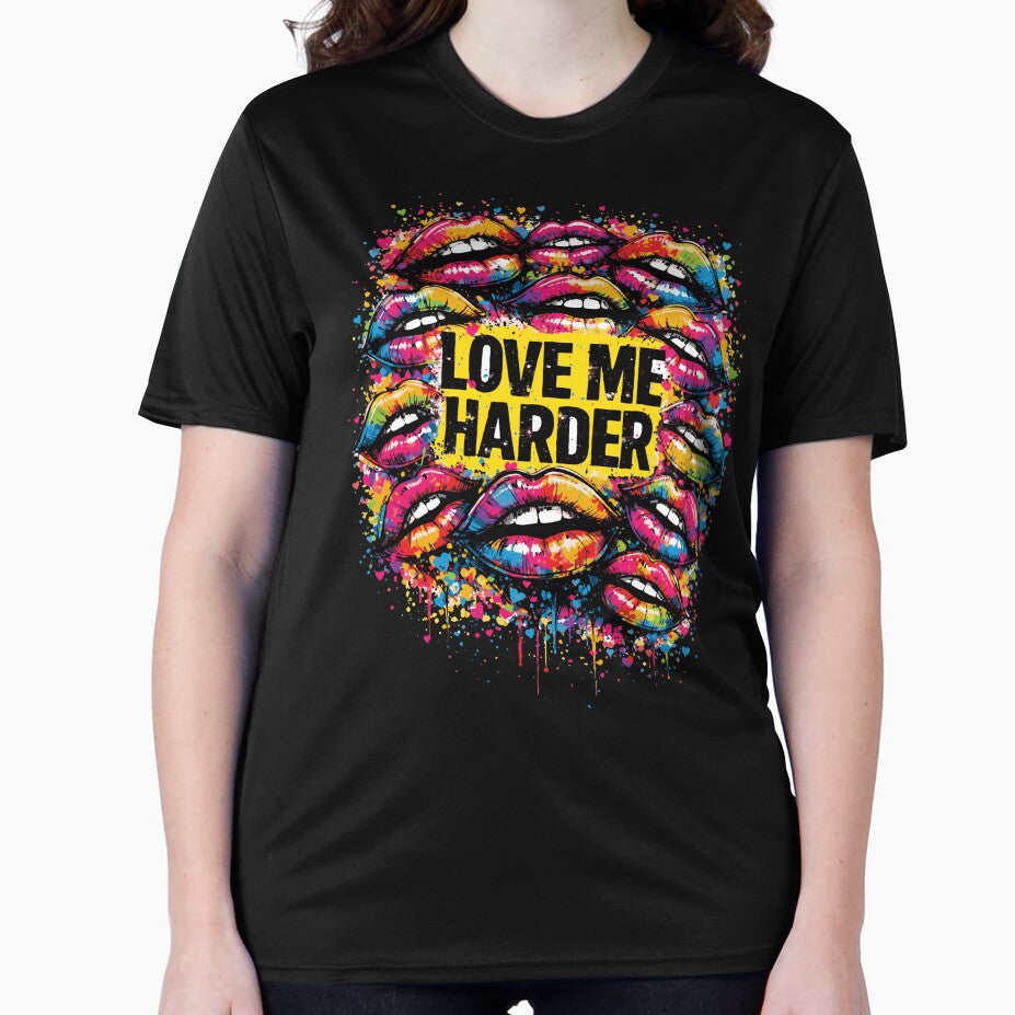 Love Me Harder Graffiti Lips Bold Romantic Design by Dejbar
