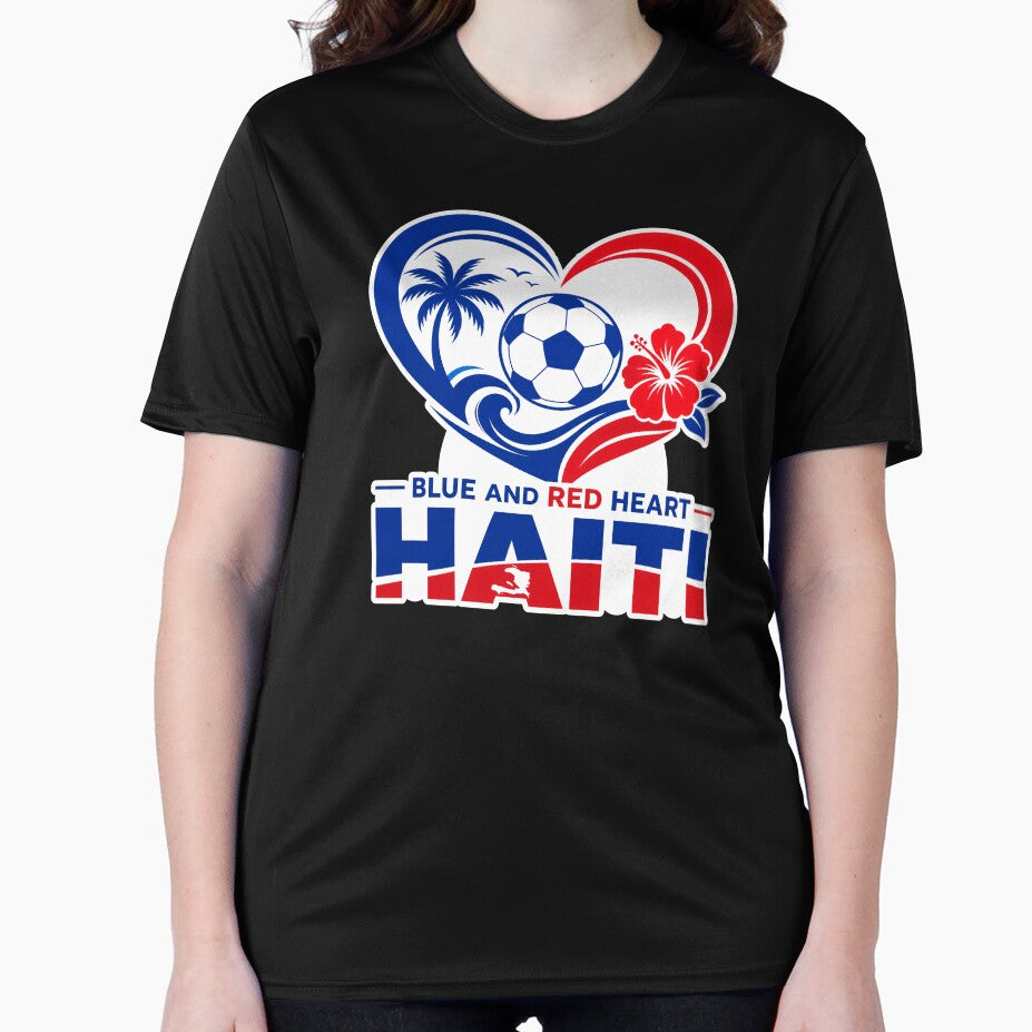 Haiti 2026 Blue Red Football Heart by RedCircleArt