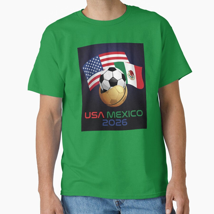 USA Mexico 2026 Soccer Rivalry Flag Football T-Shirt by Nexus Space
