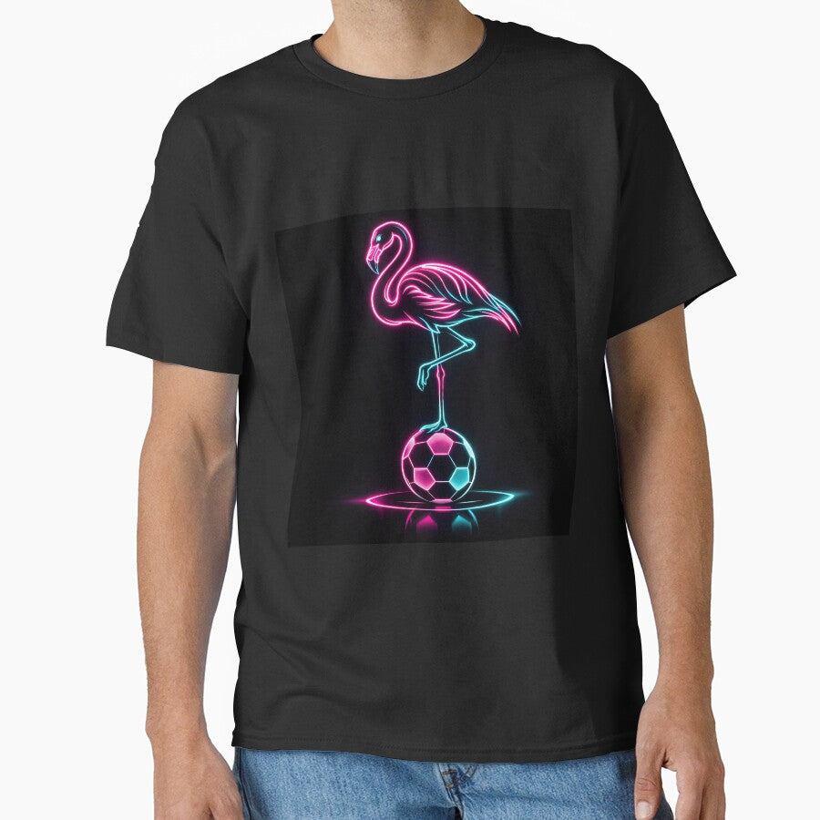 Neon Flamingo Balancing Act on a Soccer Ball Miami Host City by BrickByDream