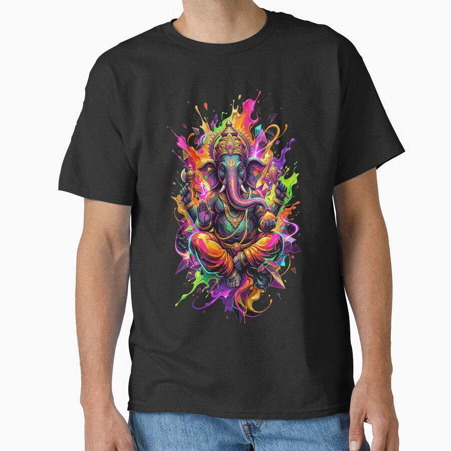 Neon Lord Ganesha Elephant God Hindu Spiritual Art Decor by Bite Size Hindu
