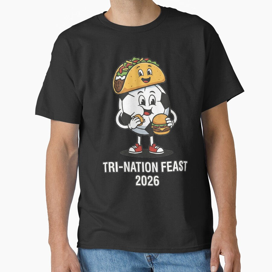 Funny Tri-Nation Feast 2026 Soccer Foodie Taco and Burger Graphic by AdyKurniawan