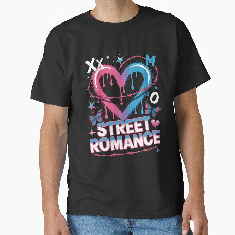 Street Romance XOXO Dripping Heart Barbed Wire Butterfly Valentine's Day by DarylWelsh2024