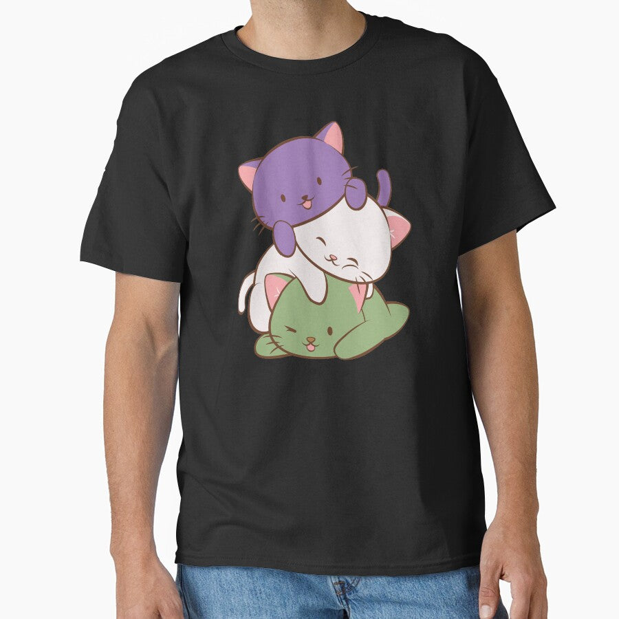 Genderqueer Pride Flag Kawaii Cats by Irene Koh