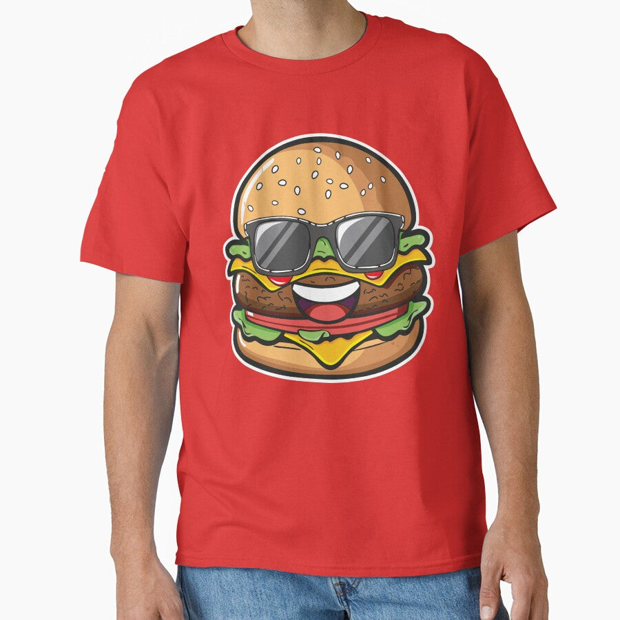 Kawaii Hamburger – Cute Happy Burger Cartoon Design by MerlinWear