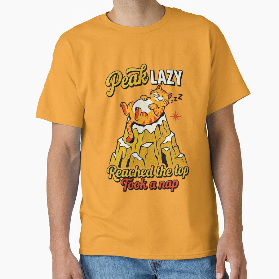 Peak Lazy Reached The Top Took A Nap Cat Graphic — Funny Lazy Cat Humor by SkTee2k