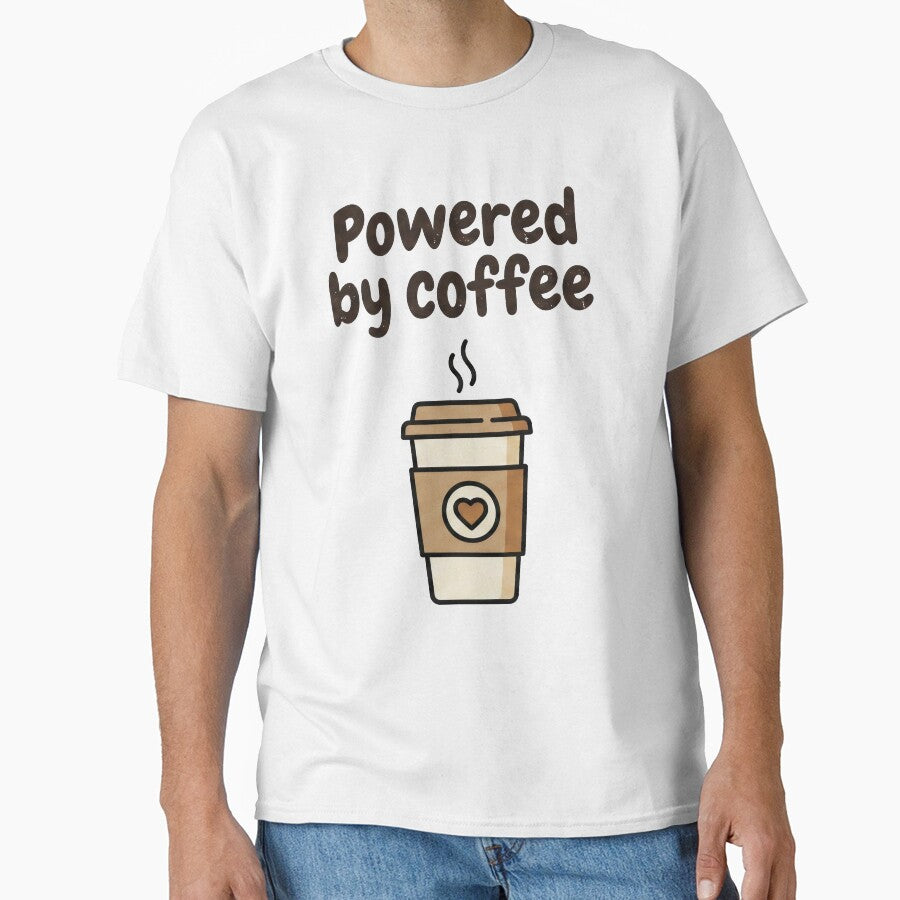 Funny Coffee Shirt – Powered by Coffee Minimal Design for Coffee Lovers by Mihalystudio