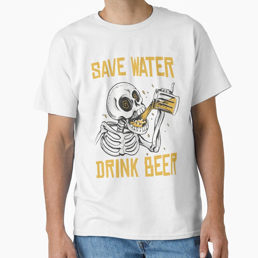 Save water Drink beer, Funny Skeleton by HandicraftArt