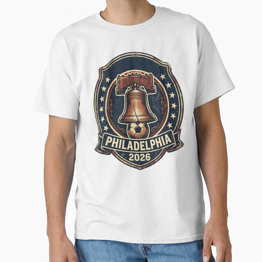 Philadelphia 2026 World Cup Host City Vintage Football Badge — Liberty Bell Soccer Crest by BrickByDream