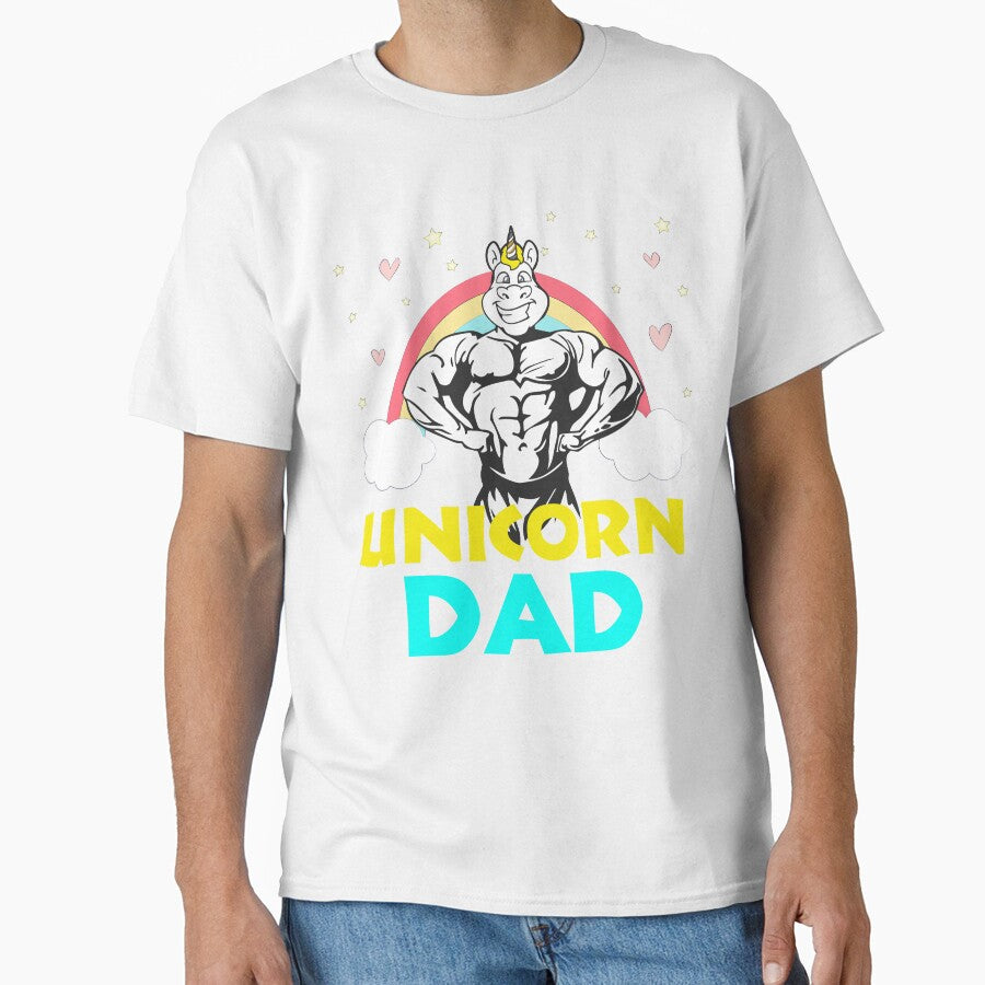 Unicorn Theme Colorful Dad Party Funny Novelty Gift Shirt by Bendthetrend