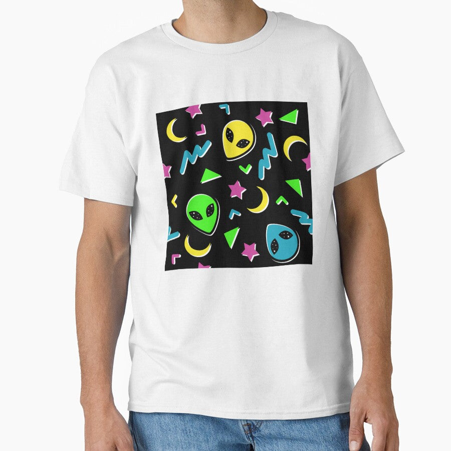 90s Geometric Alien - Black and Neon by 90sAlien