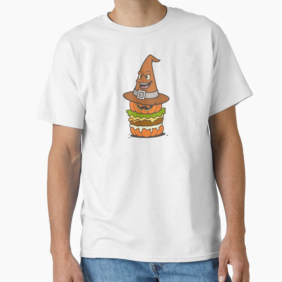 Halloween burger pumpkin with wizard hat. by Witch Cat