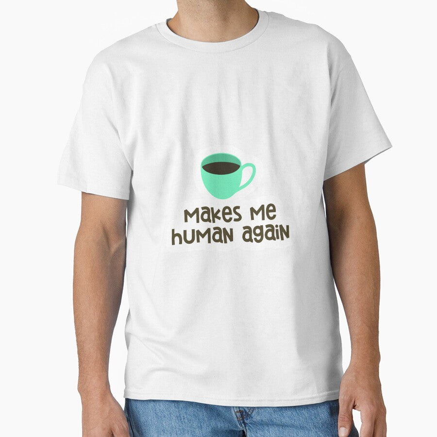 Coffee Makes Me Human Again Sticker Green by Marianna's Meraki
