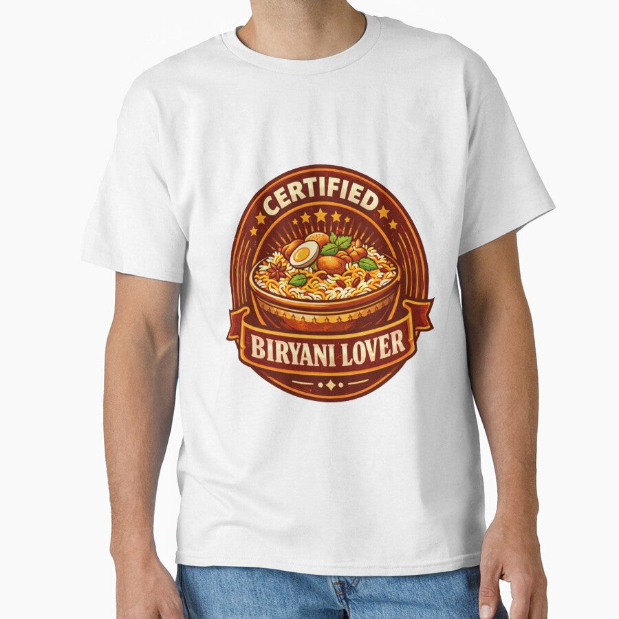 Certified Biryani Lover | Vintage Badge Indian Food Design | Funny Biryani Lover Gift Idea by Globalcitytees