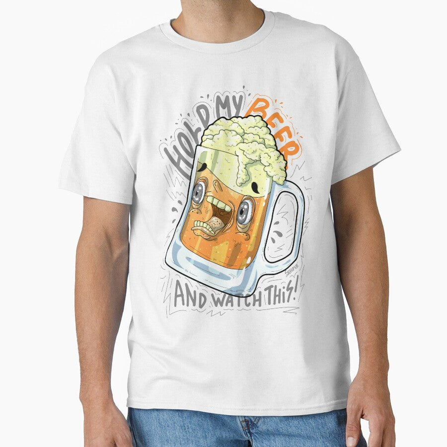 Hold my beer and watch this funny beer lover vector graphic by SPIRIMAL