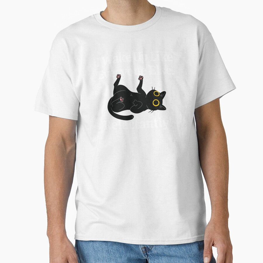 Wake Up Everyone Else Reluctantly Funny Tees T-shirts Hoodies Pins Stickers Magnets Mugs Dark Humor Black Cats Chronic Illness Mental Health by ChronicillnessT