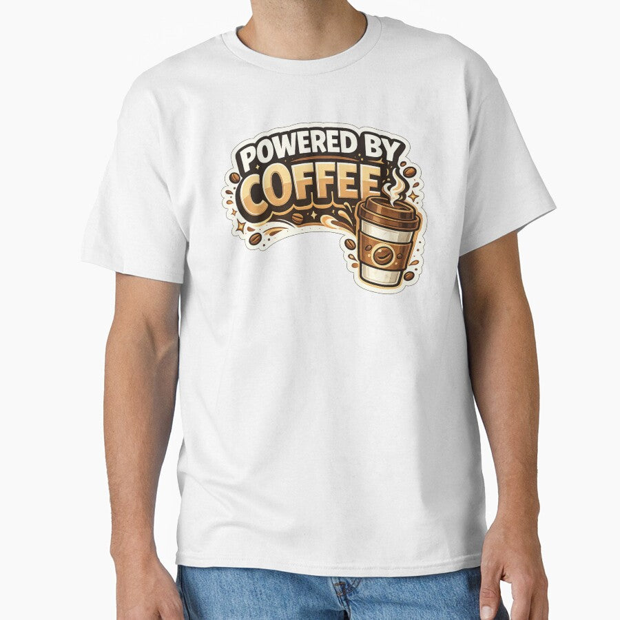 Powered by Coffee Funny Coffee Lover Quote Typography by DivineTrident