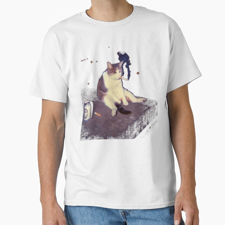 Smoking Cat Meme Shirt – Funny Cigarette Kitten Brainrot Tee by LizzyKeiko