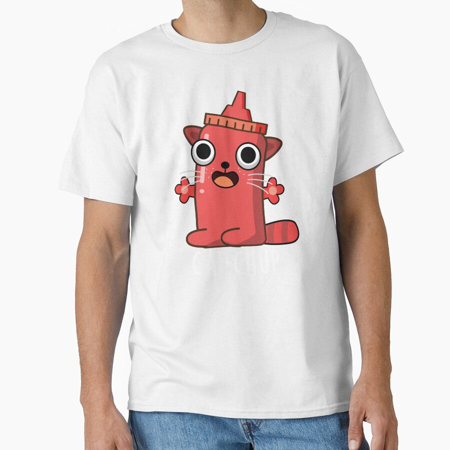 Cat-chup Funny Ketchup Pun (Dark BG) by punnybone