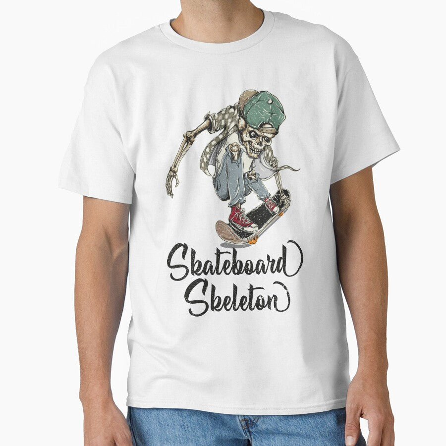 Skateboard Skeleton Classic T-Shirt, Forever Skate Style, Best Friend Shirt, Best Friend Gifts by Ristinga