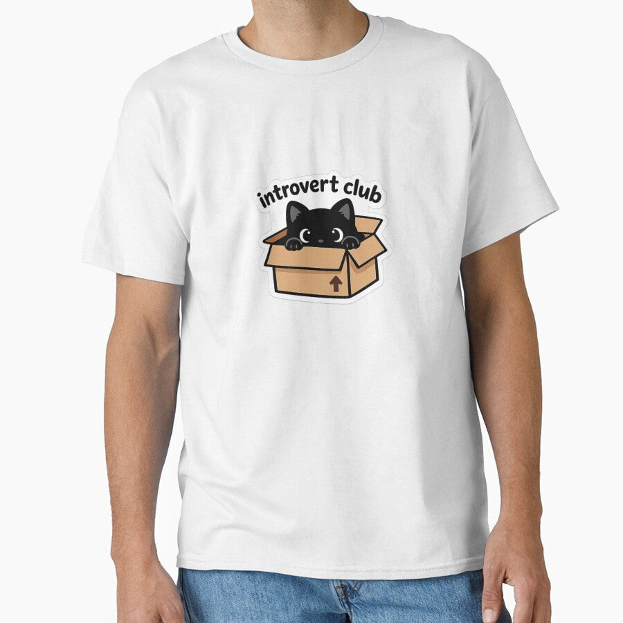 Introvert Club Cat In Box Cute Sticker by MyCreatureArt