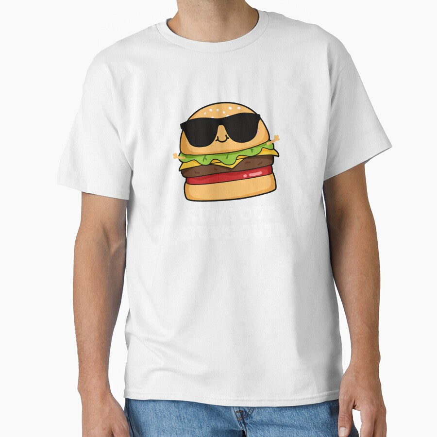 Sun's Out Bun's Out Funny Burger Puns (Dark BG) by punnybone
