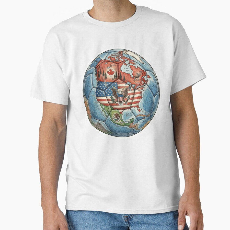 North America Map Soccer Ball – Canada USA Mexico Football Design by droidtech